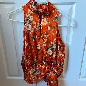 Stunning orange floral side-tie tank